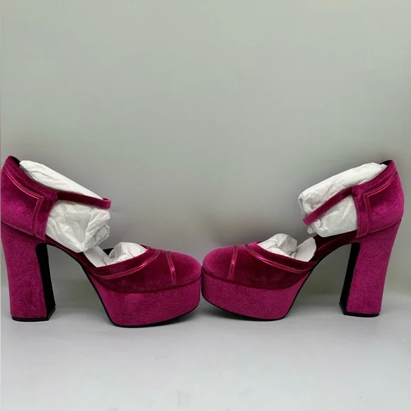 Jeffrey Campbell Low Down Platform Fuchsia Velvet - Picture 6 of 15